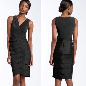 Adrianna Papell Black Layered Ruffle Sleevless Dress